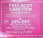 New ListingBath & Body Works 20% Coupon & Item Good May 13-June 2