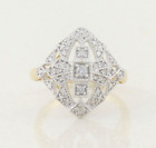 10k Yellow Gold and White Gold Diamond Ring Size 8 1/4