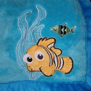 DISNEY BABY FINDING NEMO TEAL AQUA TURQUOISE SECURITY BLANKET SOFT CLOWN FISH