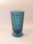 MCM Vintage Riviera Blue Whitehall Colony Indiana Glass Footed Iced Tea Cup 60's