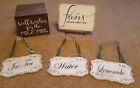 LOT OF 5 Wedding Signs, and Well wishes box, Wood- White/light brown