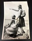 WWII Women Military Hats Gas Mask Vintage 1941 Military Photo
