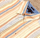 Tommy Hilfiger Linen Shirt Men's XL Striped Short Sleeve Button Down Multicolor