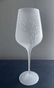 Belvedere Vodka  Frosted Wine Glass With Etched Silver Tree Design