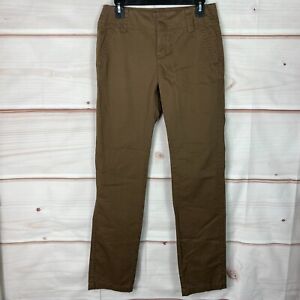 CAbi Pants Womens 2 Brown Straight Leg Mid Rise Twill Pockets 100% Cotton Solid