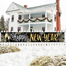 Happy New Year 2024 Eve Large Outdoor Banner 120X20 Inch, Champagne Fireworks St
