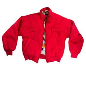 VINTAGE OP Ocean Pacific Jacket Mens Medium Red Multi-Colorblock Puffer Ski 80s