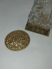 Vintage Signed MFA MUSEUM OF FINE ARTS Gold Tone Oval FILIGREE Ornate BROOCH Pin
