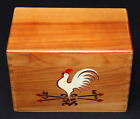 Vintage Red Bird Line JAPAN Wooden Recipe Box, Rooster Weathervane W/ RECIPES EC