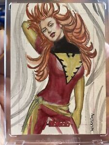 Marvel Avengers Sarah Wilkinson sketch card  Phoenix Jean Grey 2011
