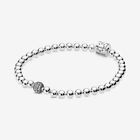 Pandora 925 Sterling Silver Beads & Pave Clasp Bracelet 7.5 Inch New with Box