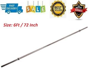 Fitness Weight Bar 6FT Barbell 1 Inch Solid Chrome Workout Exercise Lifting