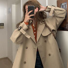 Ladies Short Trench Wind Coat Jacket Double Breasted Overcoat Workwear Outerwear