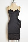 BEBE dress black satin strapless sweetheart sculptural cocktail party prom 0 XS