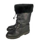 Sorel Womens Size 7.5M Black Boots Leather Faux Fur Trim Lace-Up Winter Snow