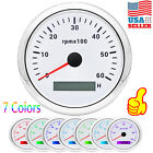 85mm 7 Colors LED Waterproof Tachometer Gauge 0-6000RPM for Boat Car Truck White