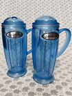 2 Starbucks Barista Acrylic Blue Rocket Tumblers With Lids 12 oz Cold Only 2002
