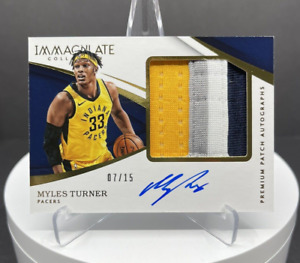 New Listing2017-18 Panini Immaculate Collection Myles Turner #PP-MTN Patch Auto /15 Pacers