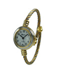 2-Tone Gold Silver Cable Band Ladies Bangle Cuff Watch