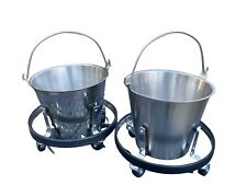 (2) Vollrath Stainless Steel Kick Buckets with Stands