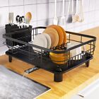 Stainless Steel Kitchen Dish Drying Rack w/ Utensil Holder & Drain Board Durable