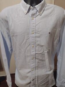Men's Tommy Hilfiger Custom Fit Blue Striped Long Sleeve Button Shirt XL New NWT