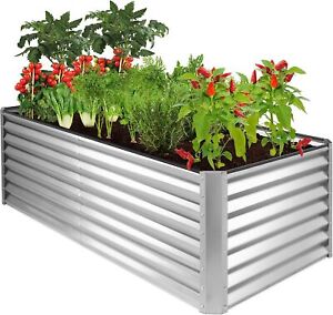 Galvanized Raised Garden Bed Steel Planter Box for Vegetables Flowers Herbs New