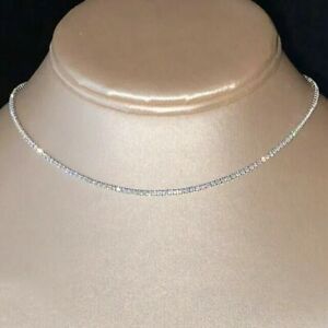 8 CT Round Cut Lab Created Diamond 18'' Tennis Necklace Real 925 Sterling Silver