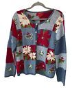 Vintage Northern Isles Cardigan Sweater Cottagecore Floral Knit Holiday Women XL
