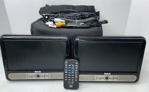 RCA Portable Twin Mobile DVD Players 9” LCD W/All Power Cord Remote Travel Case