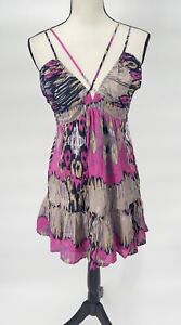 BCBG Max Azria Silk A-Line Dress Women's Size Small Colorful Mini Dress