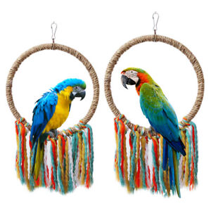 Pet Bird Parrot Toy Swing Rope Ring Stand Climb Chewing Bite Parrot Hanging Toy