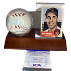 Bob Feller (HOF62) Autographed Baseball PSA authenticated w/ Topps archive card