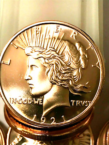 Peace Dollar design 9 PACK of one ounce copper coins (9 coins) by REEDERSONG
