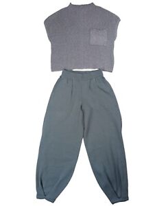 Free People Beach Freya Sweater Set Womens XS Blue Slate Combo Rib Knit Outfit