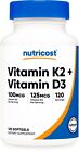 Nutricost Vitamin K2 (100mcg) + Vitamin D3 (5000 IU) 120 Softgels - Gluten Free
