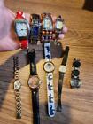 LOT OF (9) QUARTZ WATCHES INCL (4) CUFF, 2 BRACELETS (INLC FOSSIL) & (3) MORE!!!