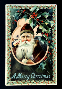 Beautiful Glossy Embossed Germany Old World Santa Claus Christmas Postcard
