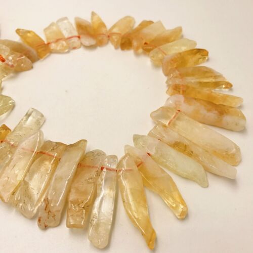 Natural Citrine Graduated Rough Stick Points Beads Approx 30-55mm 15.5
