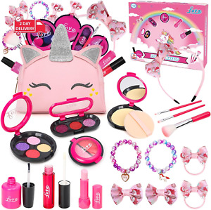 Girls Pretend Play Makeup Sets Fake Make up Kits with Cosmetic Bag for Little Gi