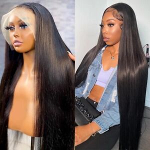 30 inch Pre Plucked Straight Human Hair HD Lace Frontal Wig Glueless Virgin Wigs