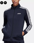 Adidas Womens Essential 3 Stripe Tricot Track Jacket - Legend Ink / White Sz XS