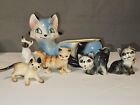 Vintage cat figurines lot 6 Porcelain/Ceramic & 4 Vintage Plastic