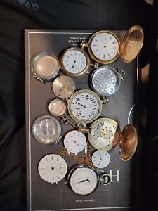 Lot Of Vintage Branded Estate Pocket Watch Parts