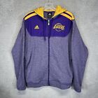 Los Angeles Lakers Adidas Jacket Mens Large Purple Yellow Full Zip Logo Hooded