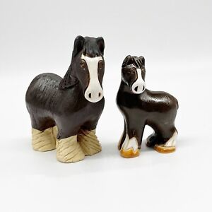 Retired Artesania Rinconada Hand Crafted Mare and Foal Clydesdales Figurines