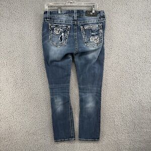 Miss Me Easy Straight Jeans Womens 31 Fit 31x30 Mid Rise Blue Denim Pants Flex