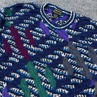Vintage Colours by Alexander Julian 3D Knit Sweater Mens L Large Blue Purple