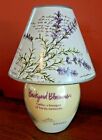 BACKYARD BLOSSOMS Glass Candle Jar With Lavender Shade Topper 4 Pc Set EUC