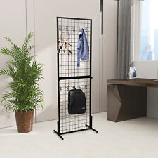 New Listing2*2 Inch Foldable Wire Grid Panel Display Rack With 10 Hooks For Craft Art Show